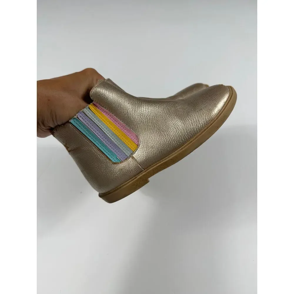 Tucker + Tate Metallic Gold Rainbow Chelsea Boots Girls Size 11